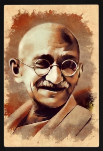 PIPILIKA® Home Decor | UV Laminated | Wonderful Portrait Picture Photo Painting of Mahatma Gandhi - With Framing | 13.5 inch X 19.5 inch | Home Decor Wall Painting | Art:-198198