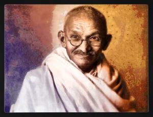 PIPILIKA® Home Decor | UV Laminated | Wonderful Portrait Picture Photo Painting of Mahatma Gandhi - With Framing | 17.5 inch X 13.5 inch | Home Decor Wall Painting | Art:-198197
