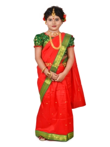 PIPILIKA® Indian Beautiful Pure Silk Saree for Kids & Baby Girls with Stitched Beautiful Blouse (102) (YELLOW)