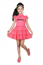 PIPILIKA® Trendy Fashionable Design Soft Net Peach Pink Frock for Girls and Baby Girls (AR5217)