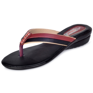 PIPILIKA® Trendy Fashionable Women Sandal (FLATS 602) (Maroon & Black)